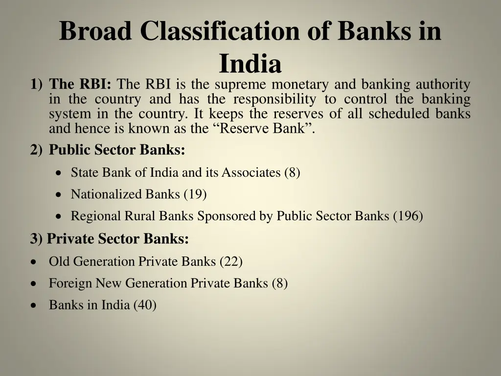 broad classification of banks in india