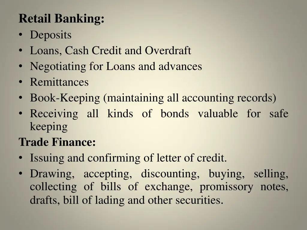 retail banking deposits loans cash credit