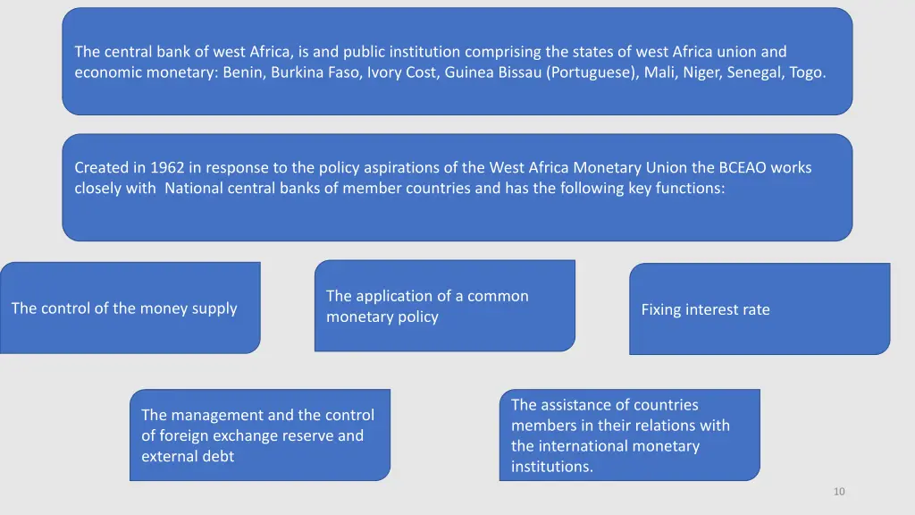the central bank of west africa is and public