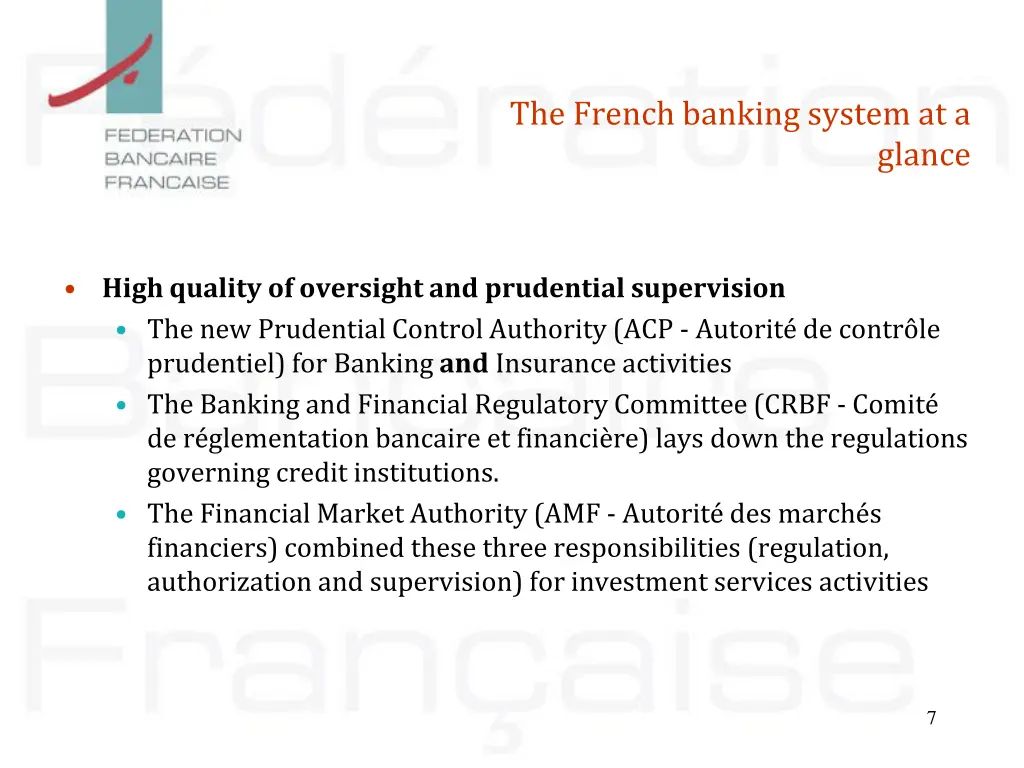 the french banking system at a 1