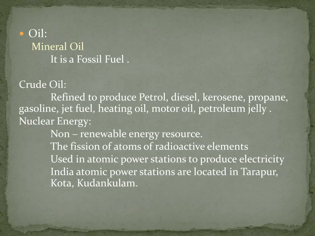 oil mineral oil it is a fossil fuel