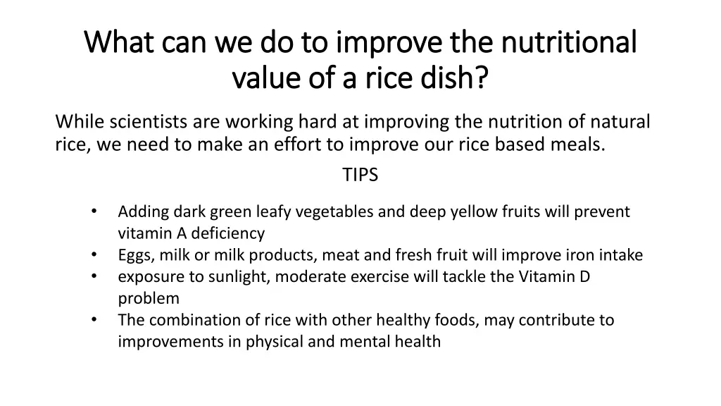 what can we do to improve the nutritional what