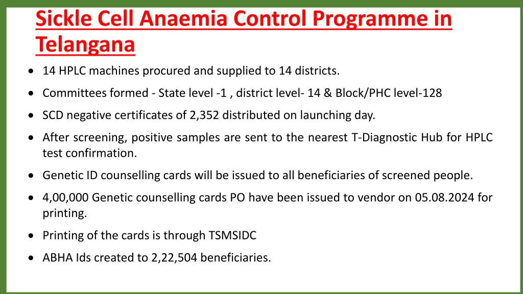 sickle cell anaemia control programme