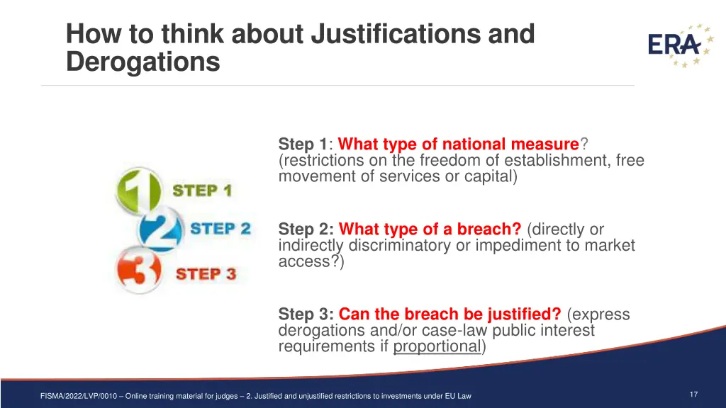 how to think about justifications and derogations