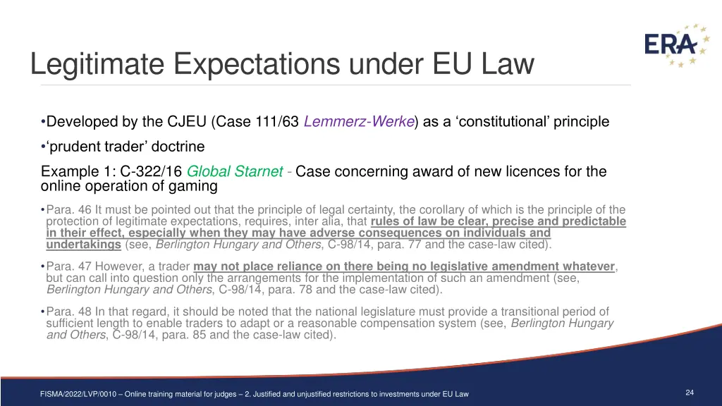 legitimate expectations under eu law