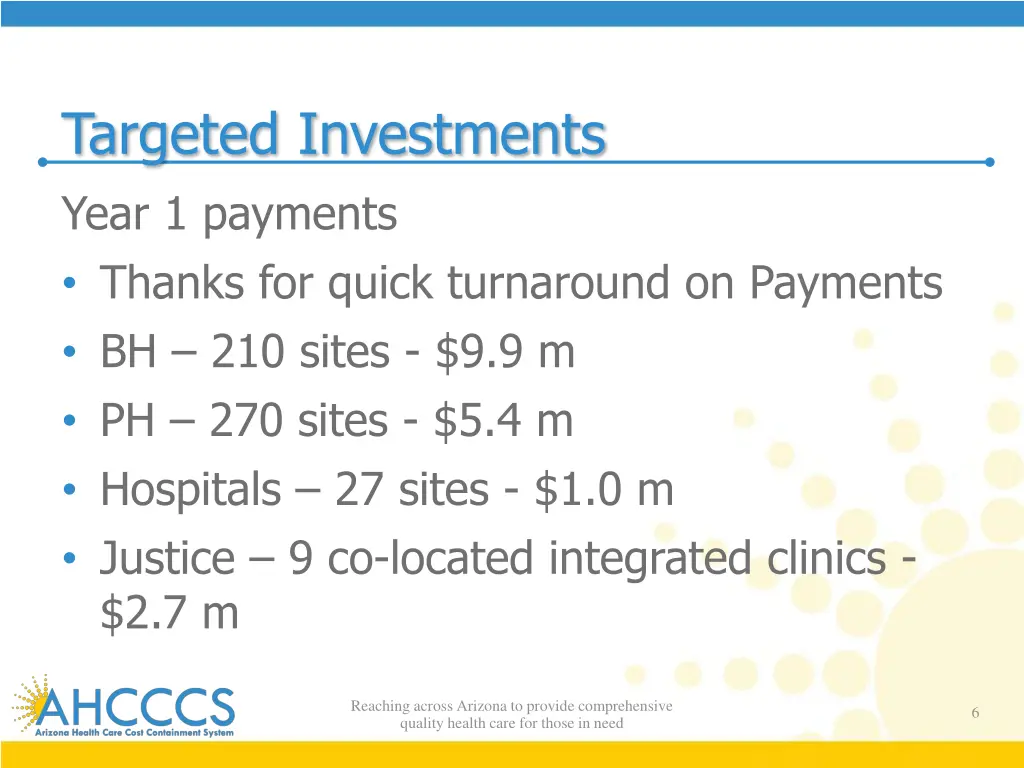 targeted investments year 1 payments thanks