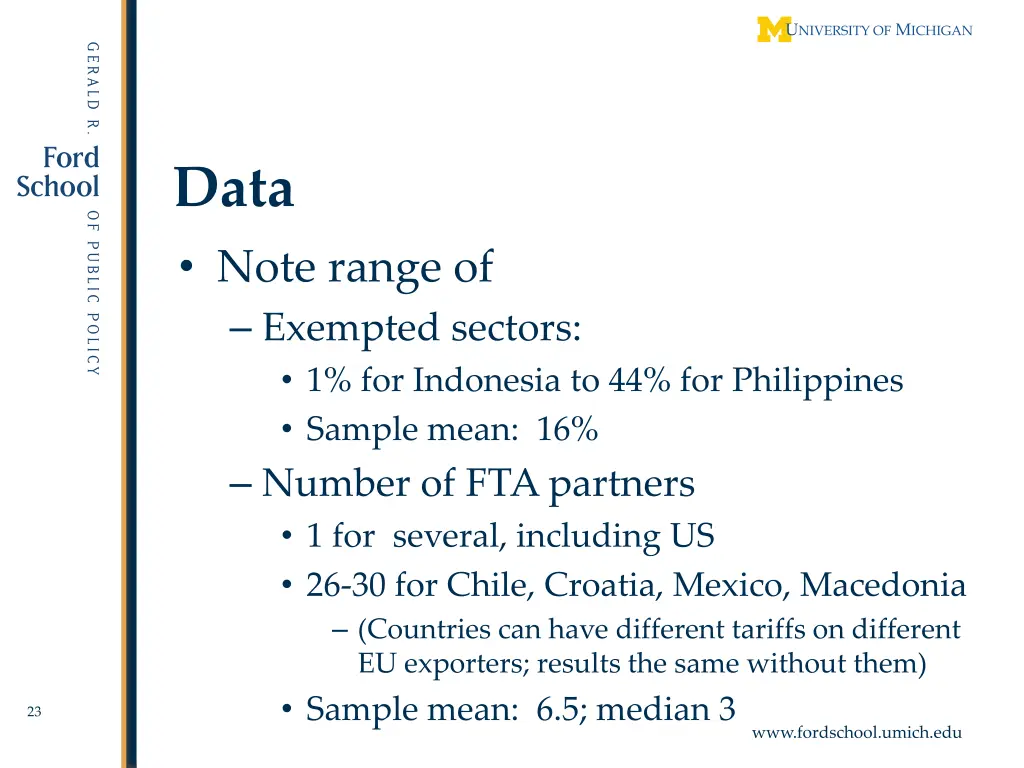 data note range of exempted sectors