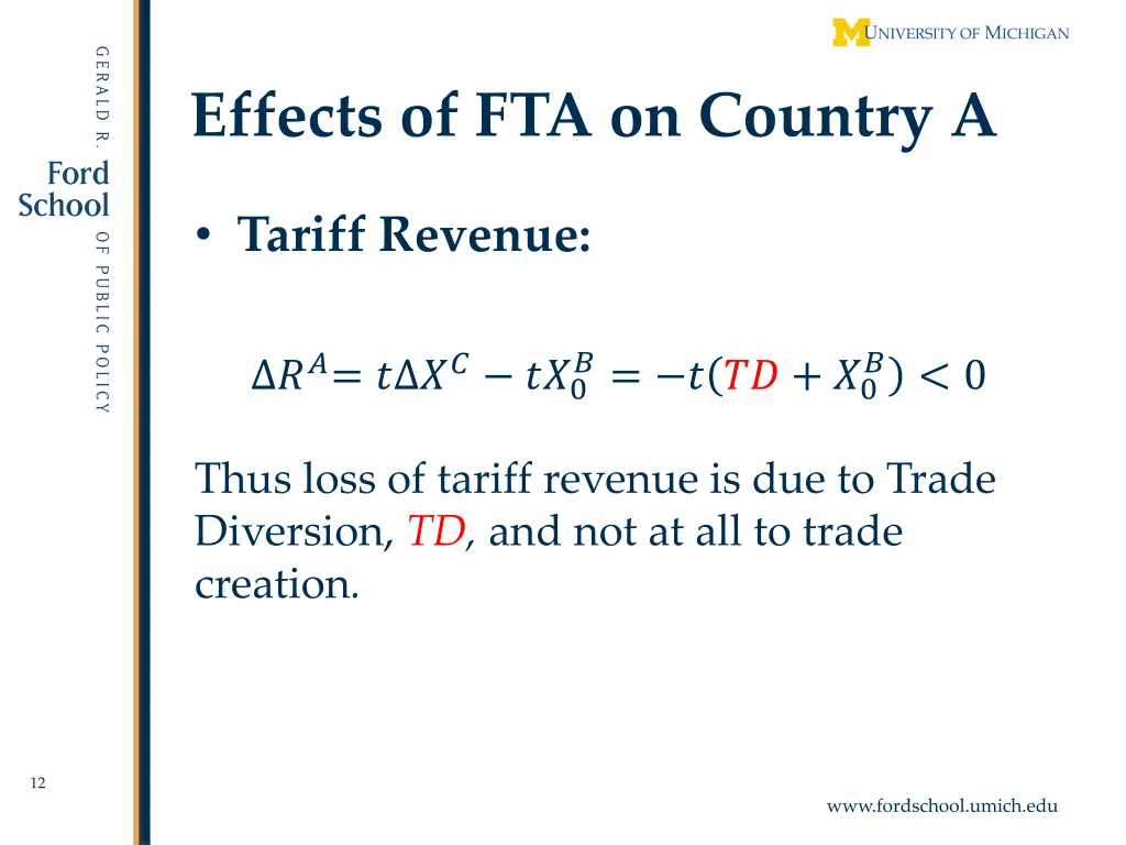 effects of fta on country a 1