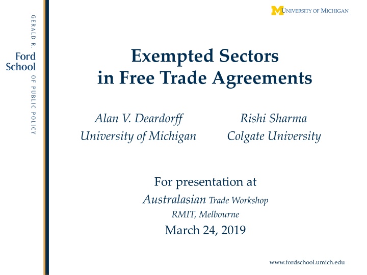 exempted sectors in free trade agreements