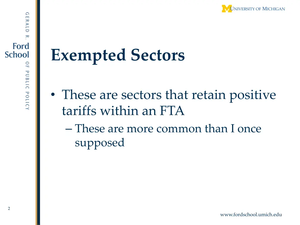 exempted sectors