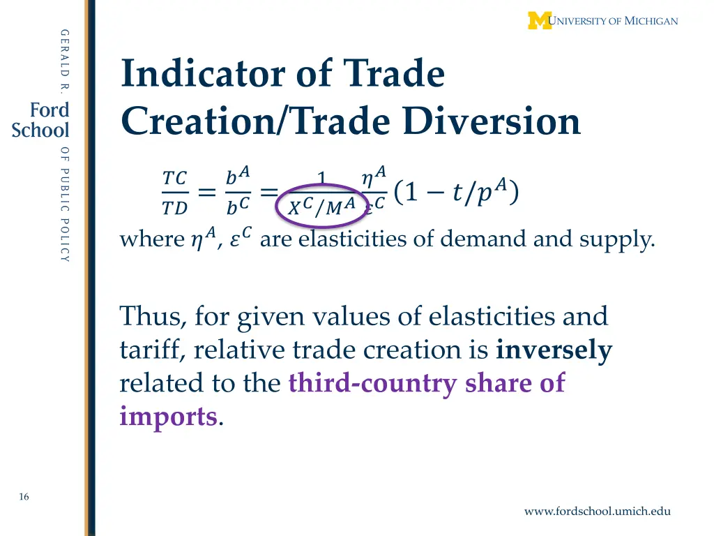indicator of trade creation trade diversion
