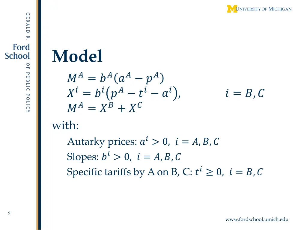 model with autarky prices 0 slopes 0 specific