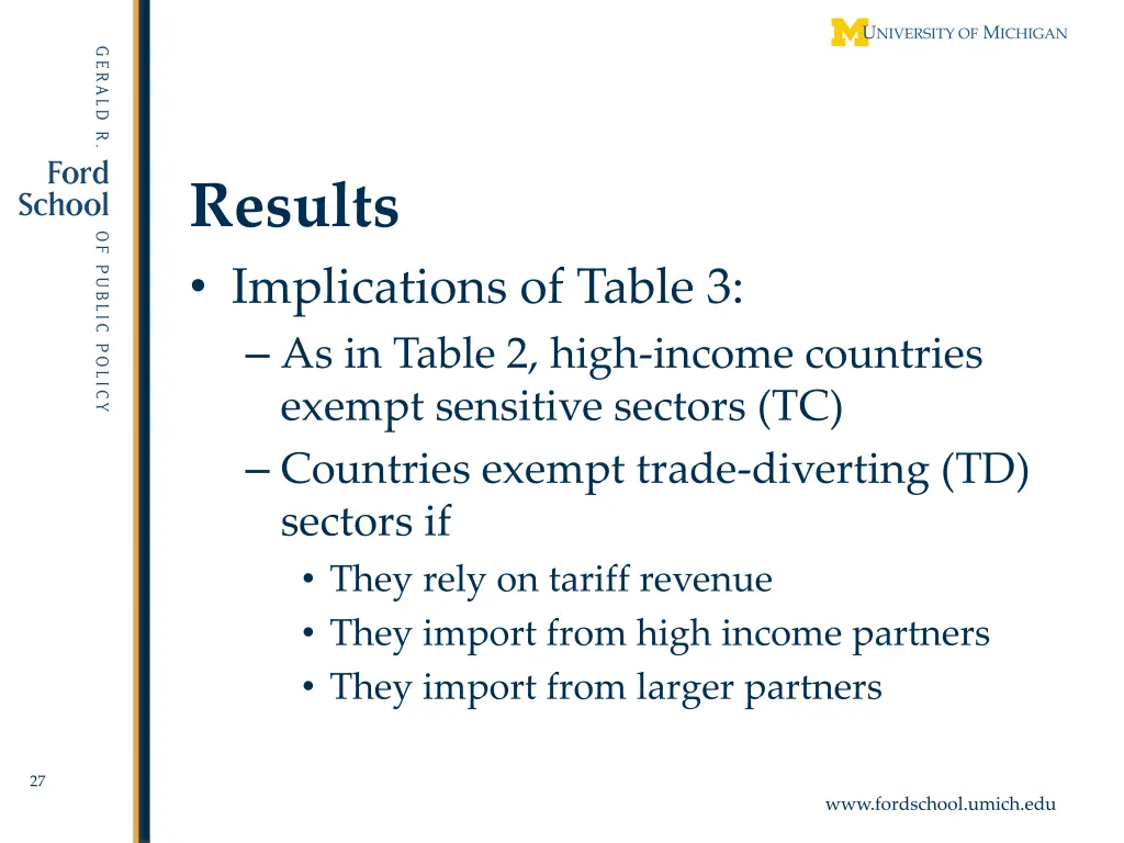 results implications of table 3 as in table