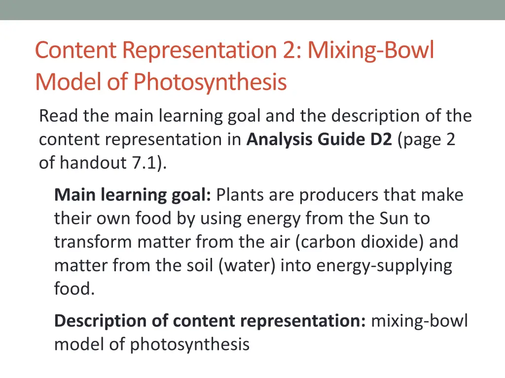 content representation 2 mixing bowl model