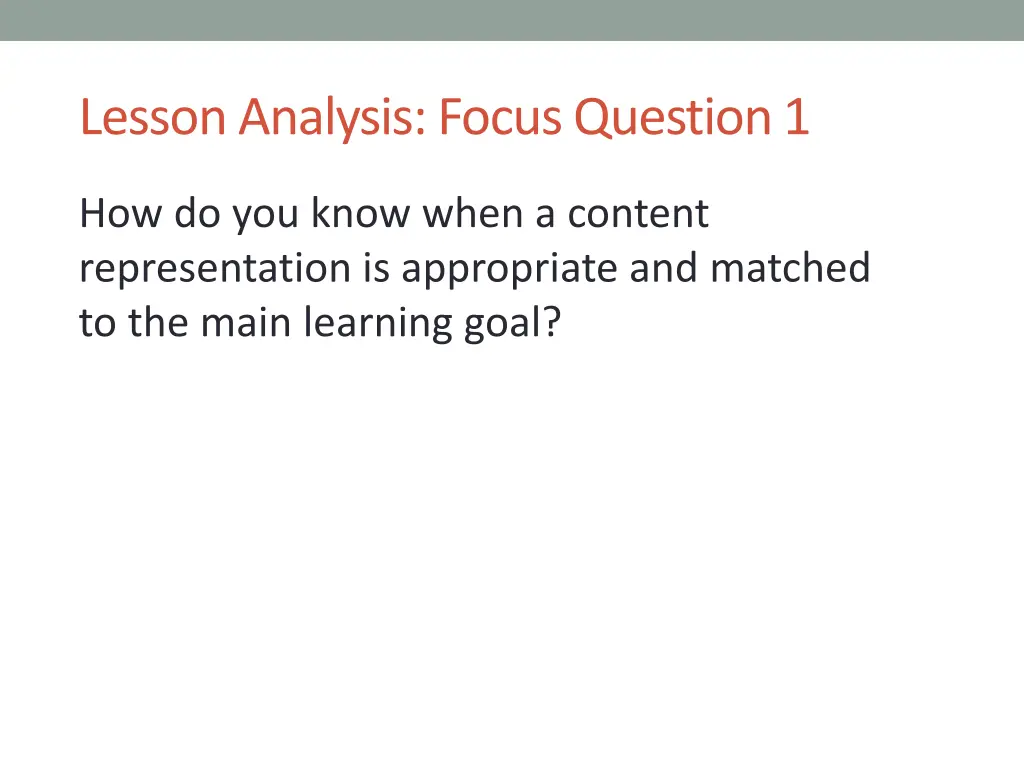 lesson analysis focus question 1