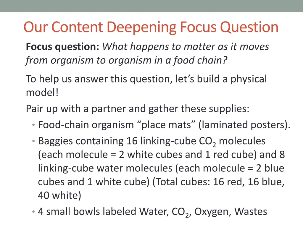 our content deepening focus question focus