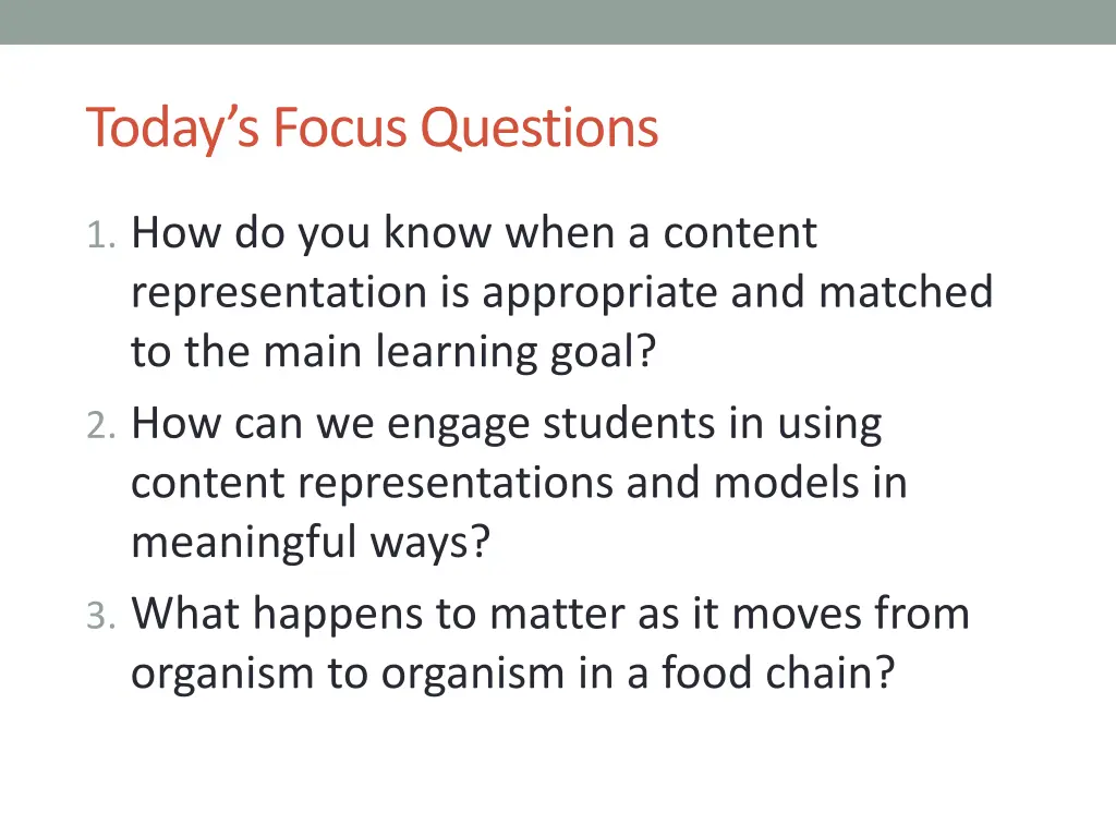 today s focus questions