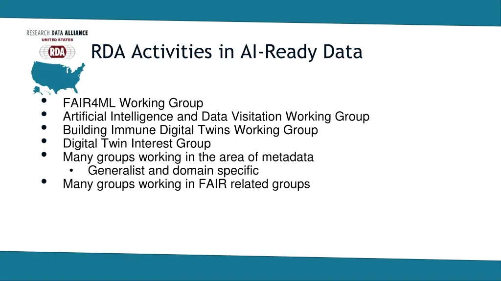 rda activities in ai ready data