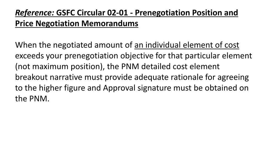 reference gsfc circular 02 01 prenegotiation