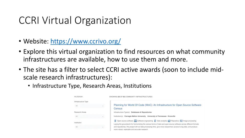 ccri virtual organization