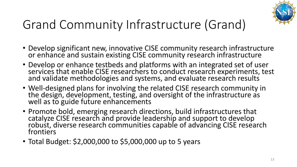 grand community infrastructure grand