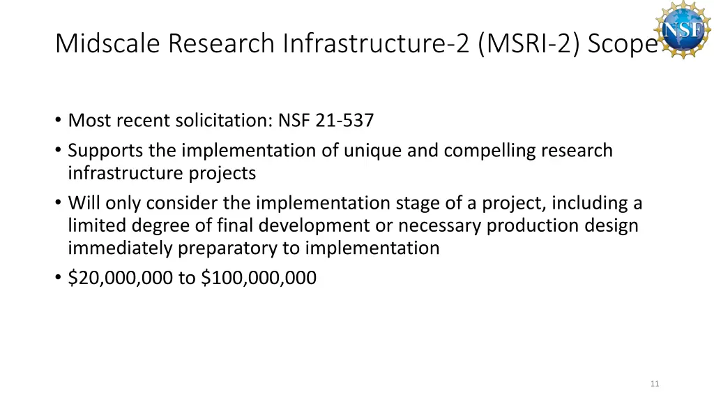 midscale research infrastructure 2 msri 2 scope
