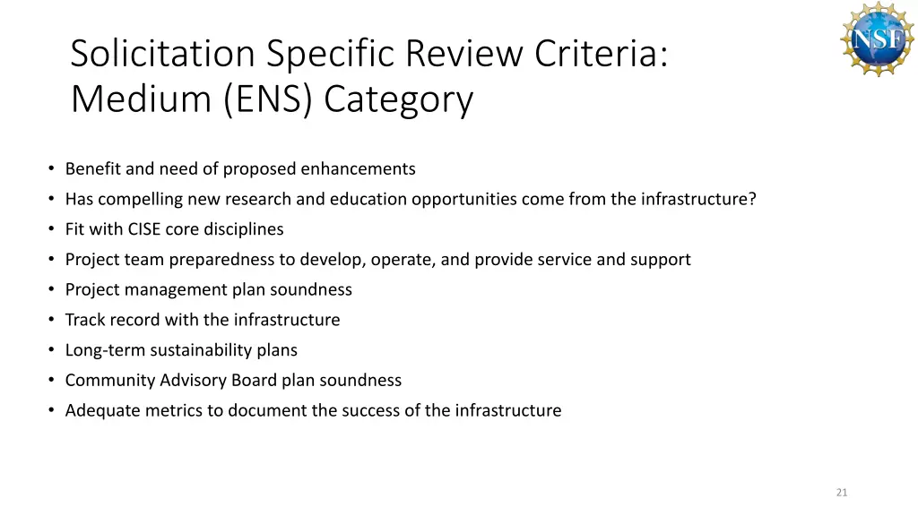 solicitation specific review criteria medium 1