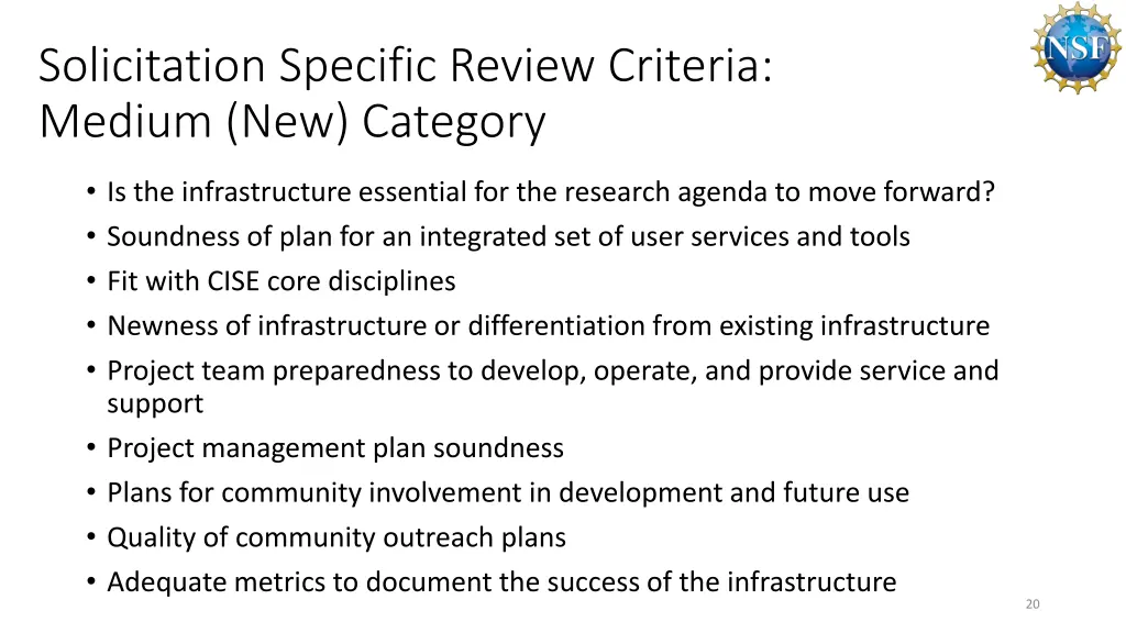 solicitation specific review criteria medium