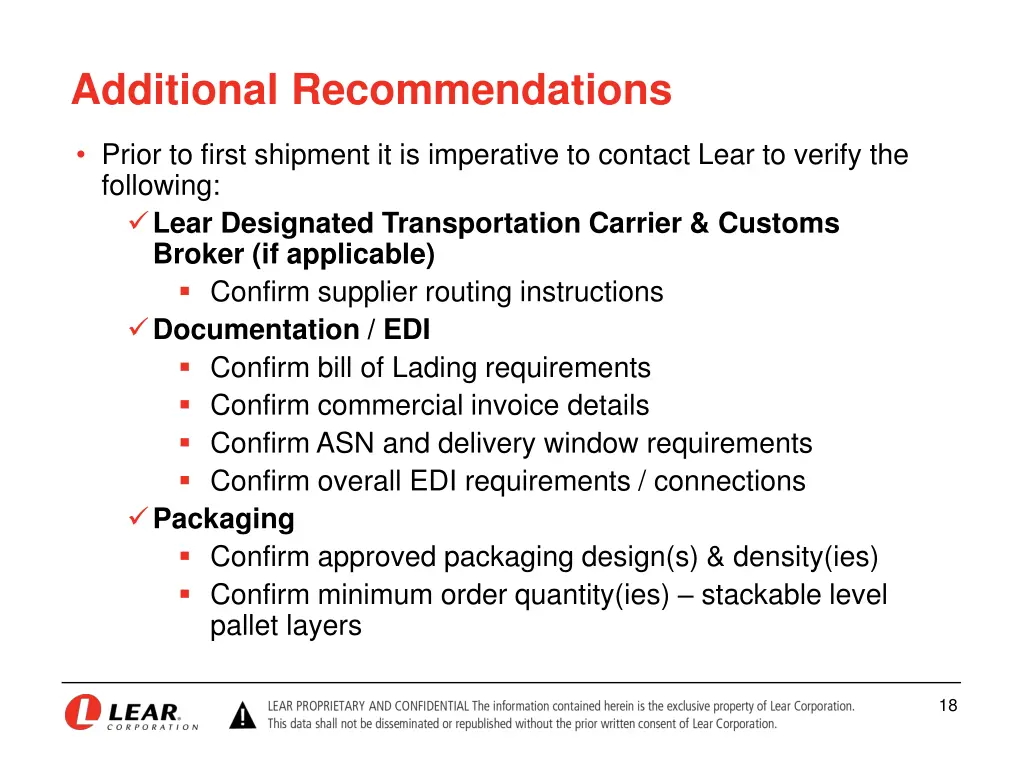 additional recommendations