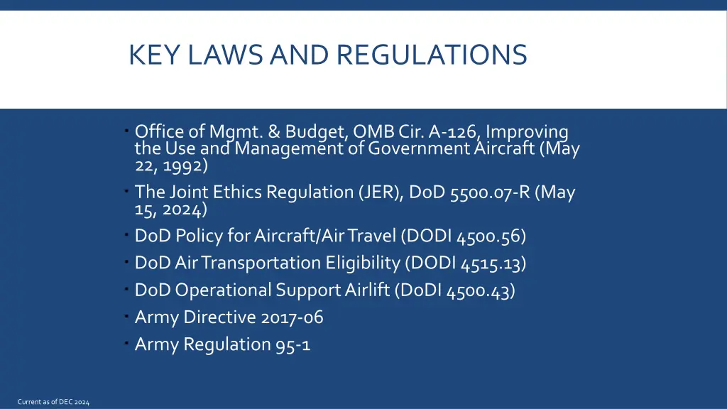 key laws and regulations