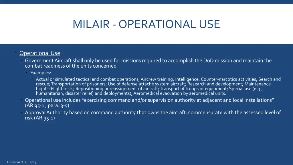 milair operational use