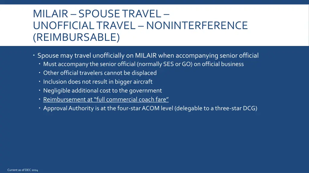 milair spouse travel unofficial travel
