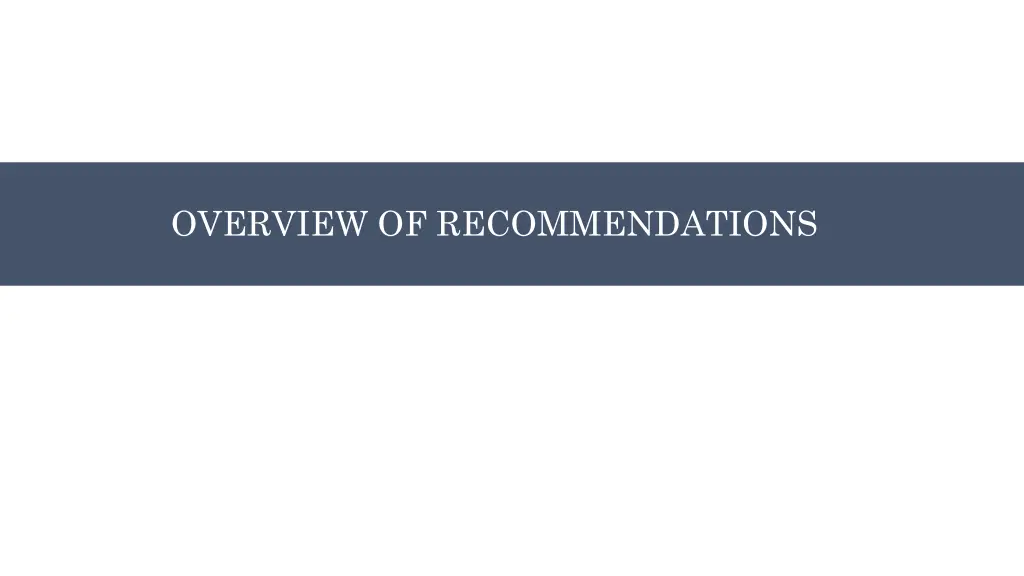 overview of recommendations