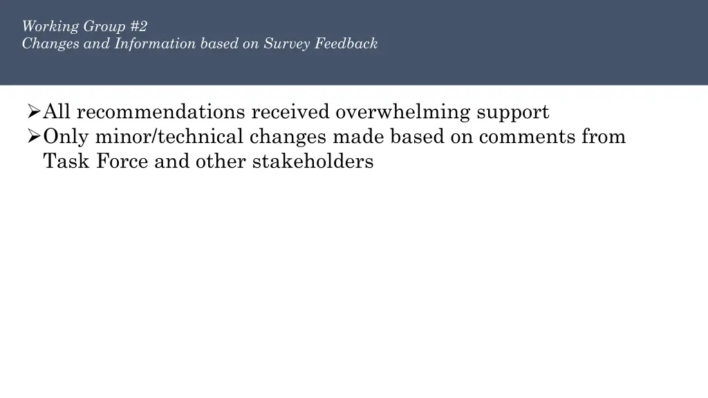 working group 2 changes and information based