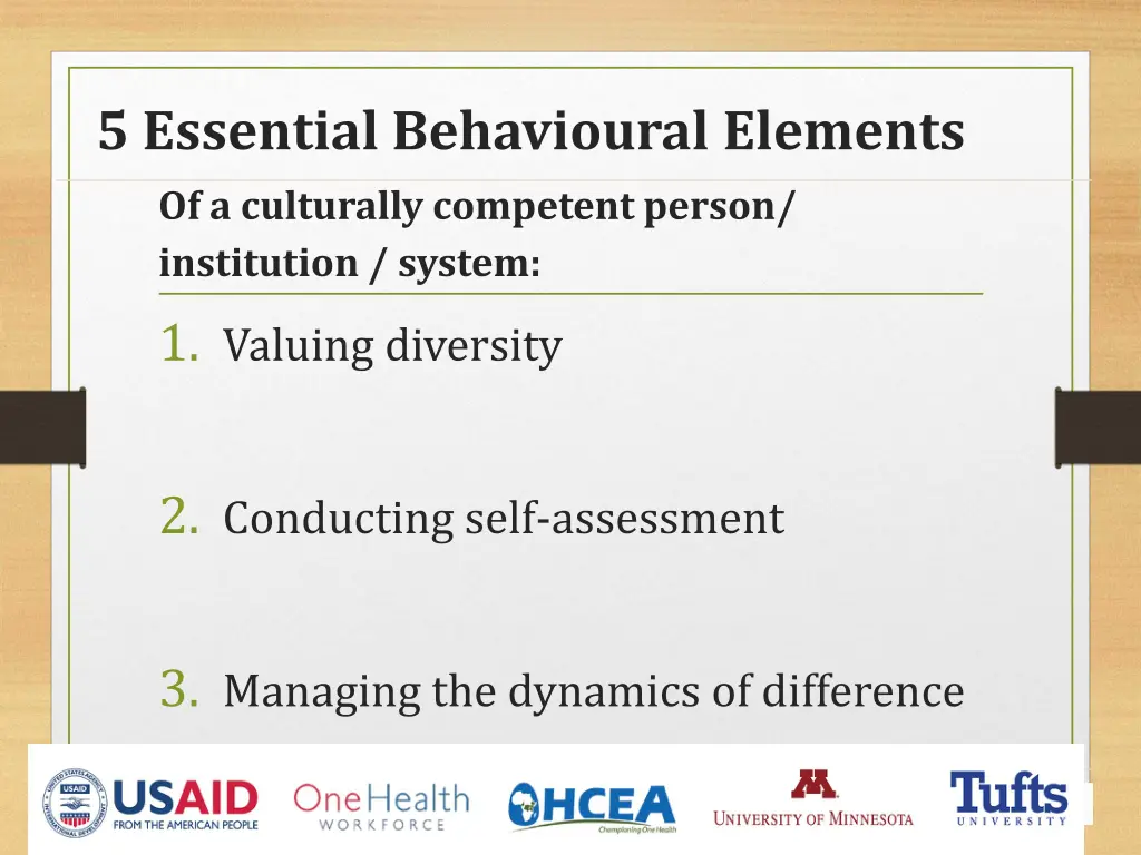 5 essential behavioural elements of a culturally