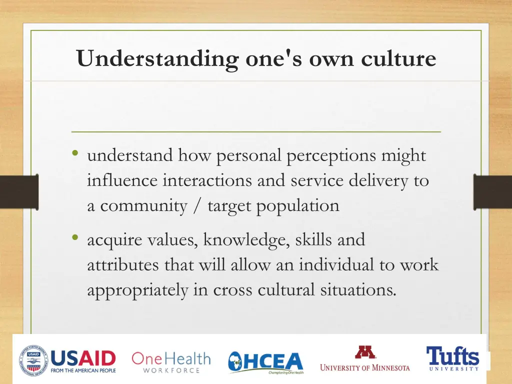 understanding one s own culture 1
