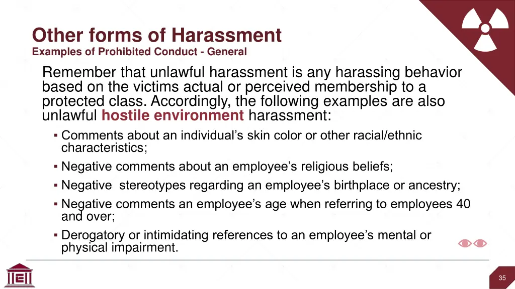 other forms of harassment examples of prohibited