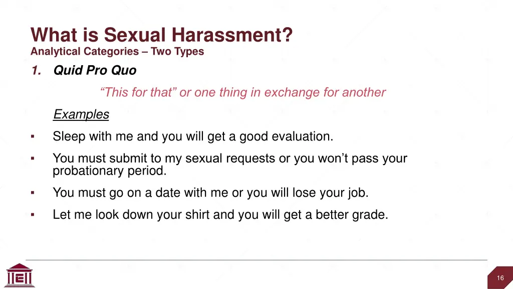 what is sexual harassment analytical categories 1