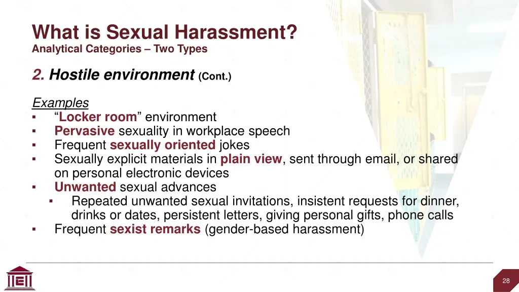 what is sexual harassment analytical categories 13
