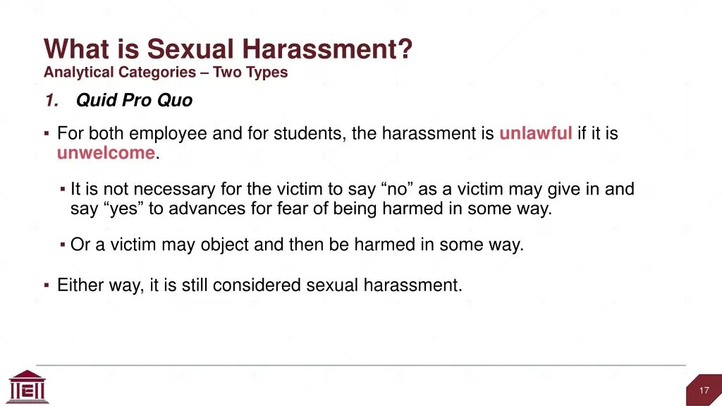what is sexual harassment analytical categories 2