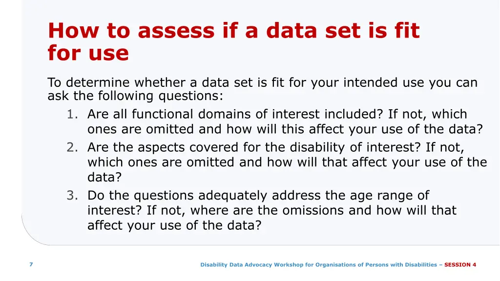 how to assess if a data set is fit for use