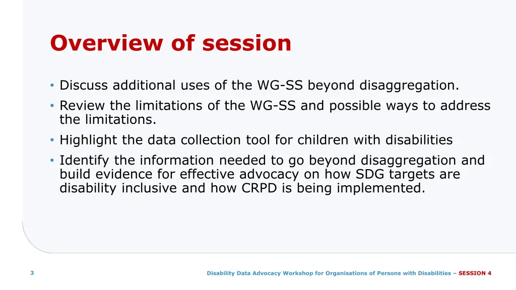 overview of session
