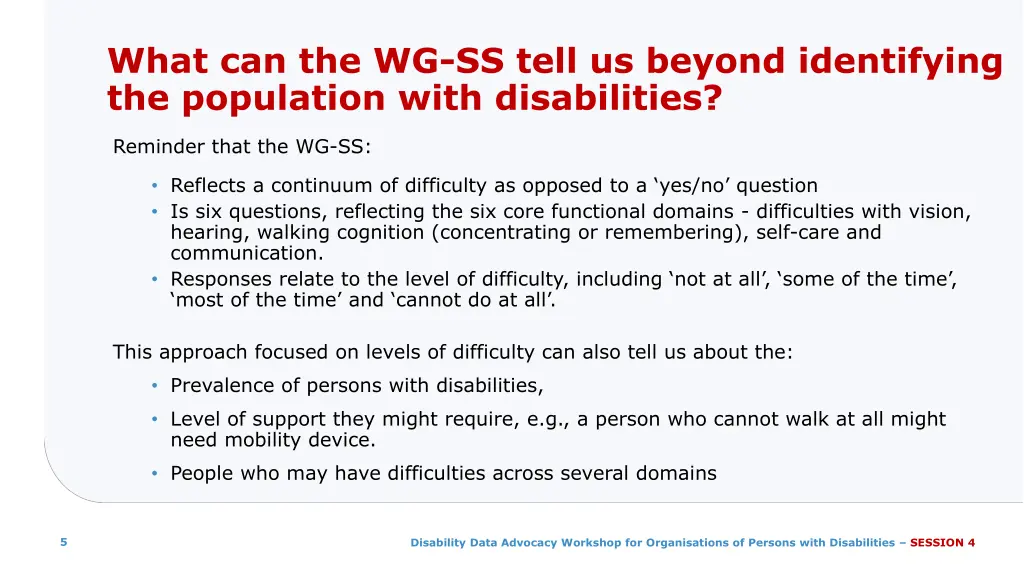 what can the wg ss tell us beyond identifying