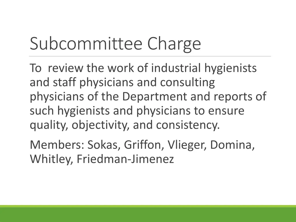 subcommittee charge