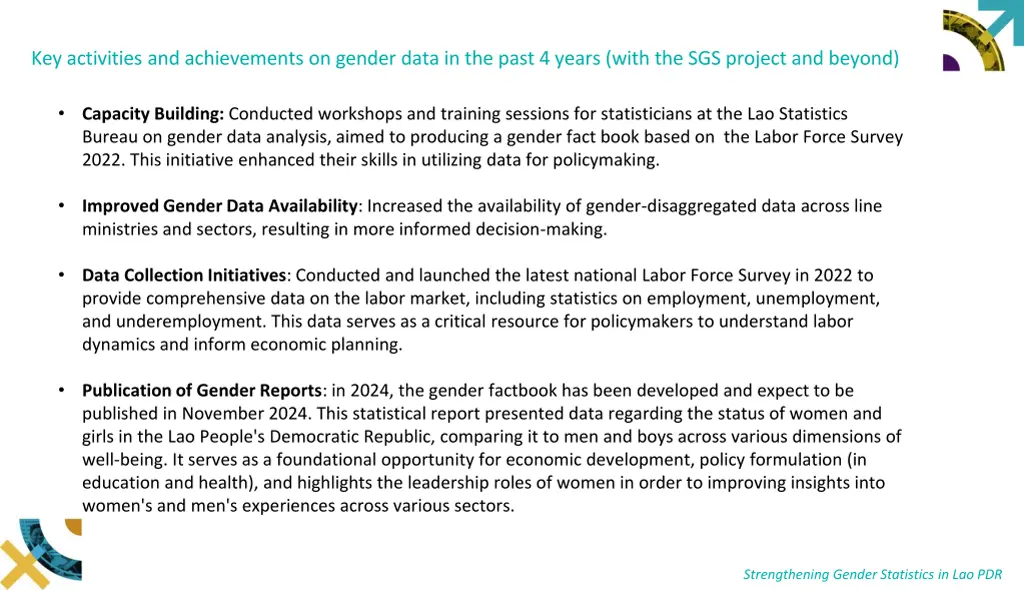 key activities and achievements on gender data 1