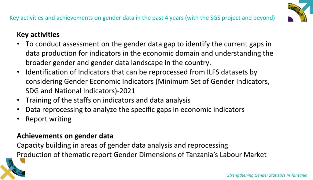 key activities and achievements on gender data 3