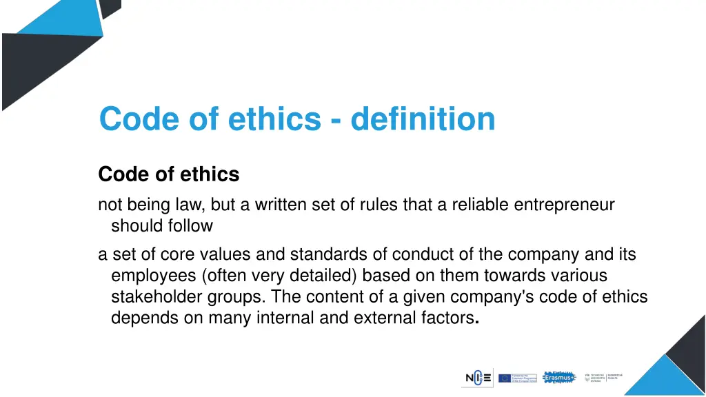 code of ethics definition