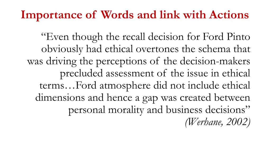 importance of words and link with actions 1