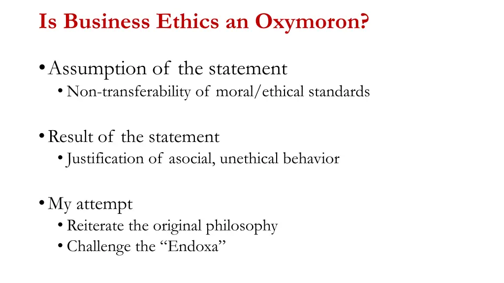 is business ethics an oxymoron 1