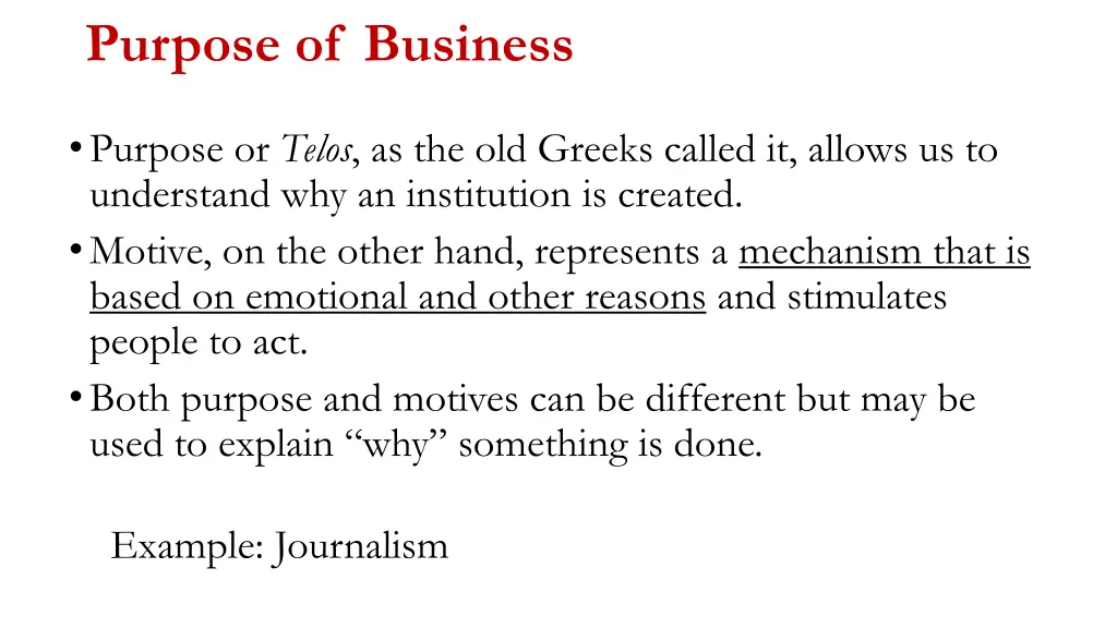 purpose of business